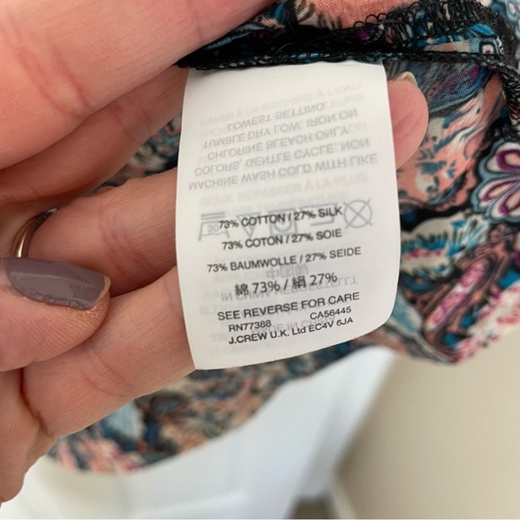J. Crew Esperanza Blue Peach Floral Paisley Ruffle Trim Top in Size‎ Extra Small - Picture 6 of 7